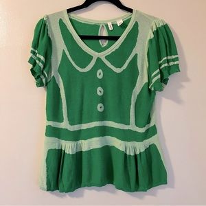 Anthropologie Moth Green Sketchy Knit Top Medium